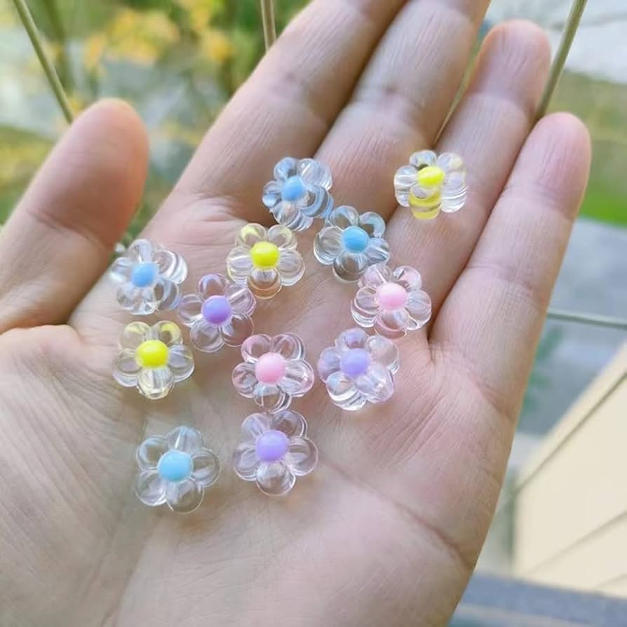 Multicolor Glass Flower Beads