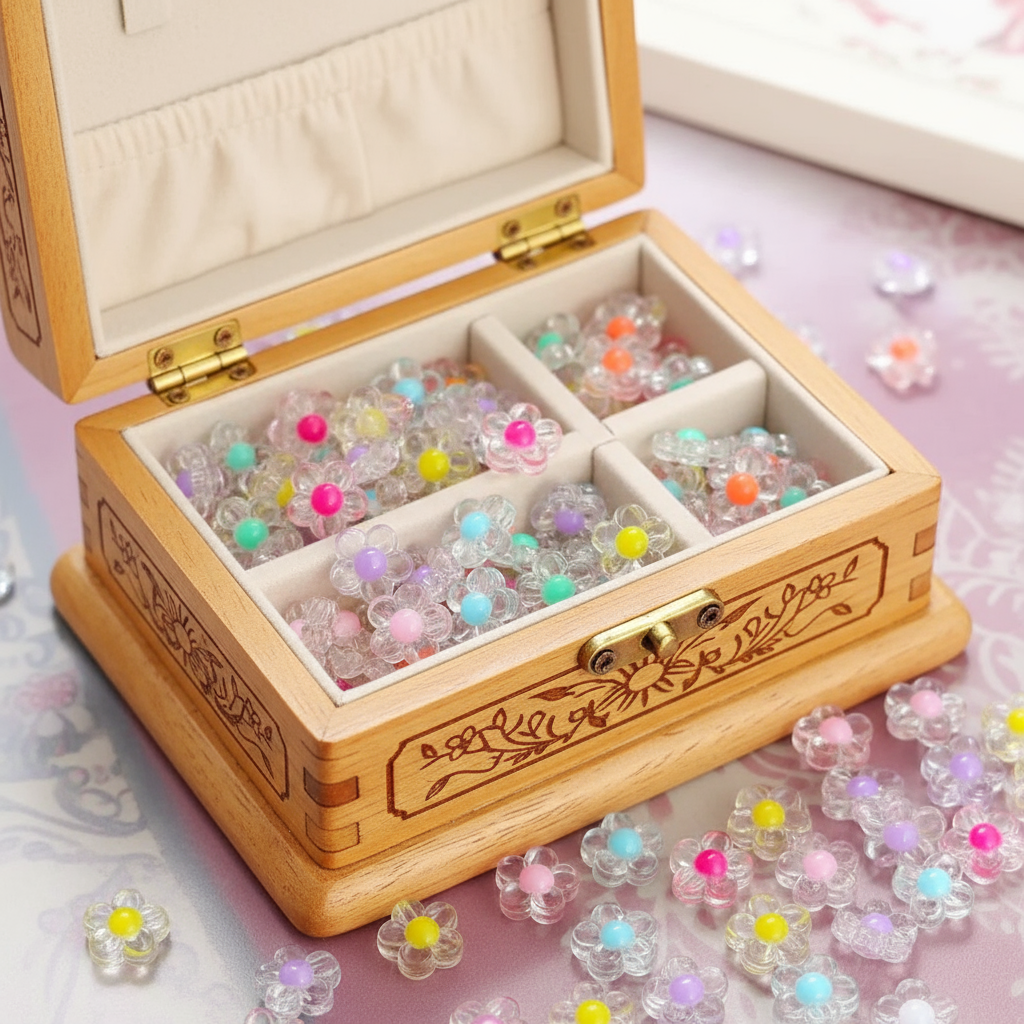 Multicolor Glass Flower Beads