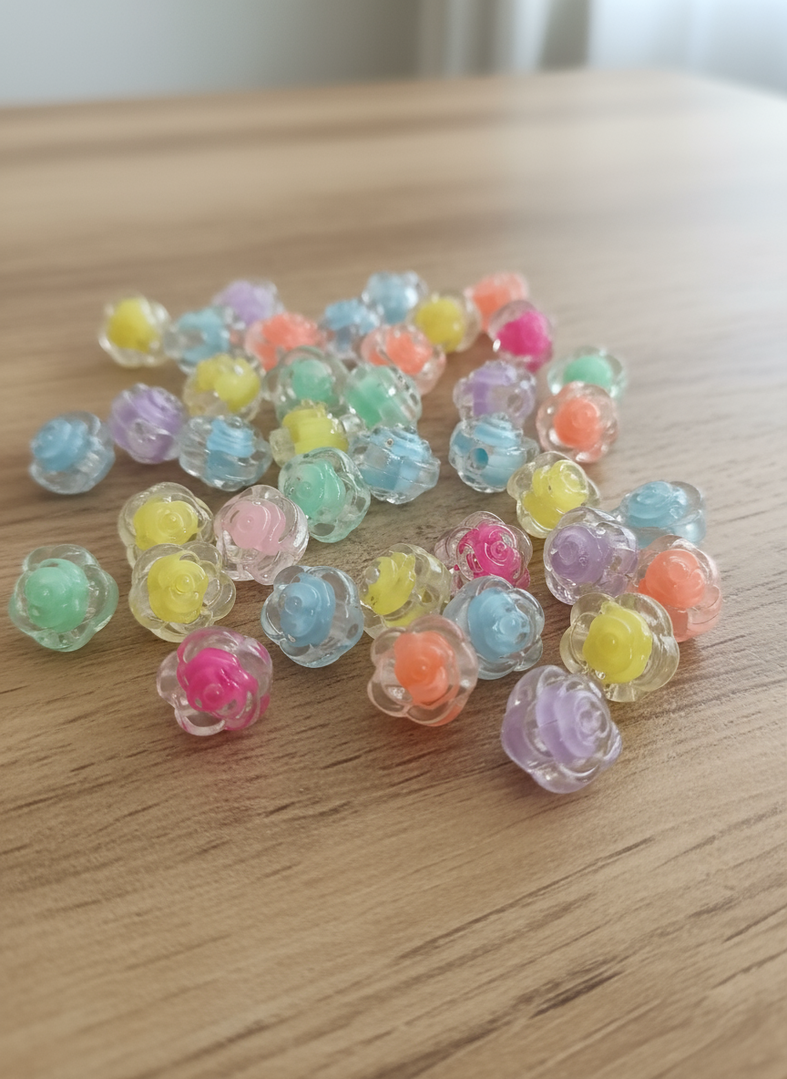 Multicolor Rose Glass Beads